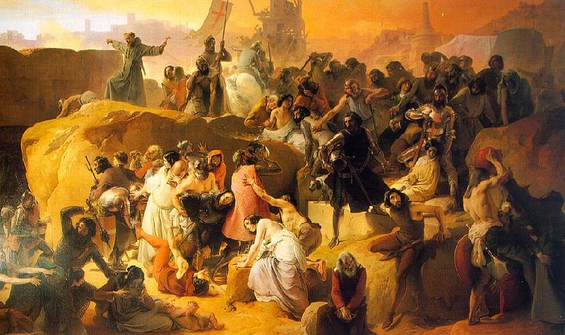 Francesco Hayez Crusaders Thirsting near Jerusalem oil painting image